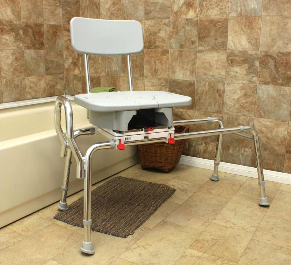Sliding Transfer Bench, SnapNSave Transfer Bench with CutOut Swivel Seat