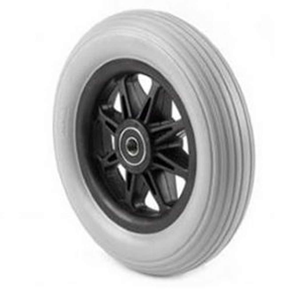 Wheelchair parts, Caster Assembly 6 X 1 Inch 8Spoke Gray Rubber Tire