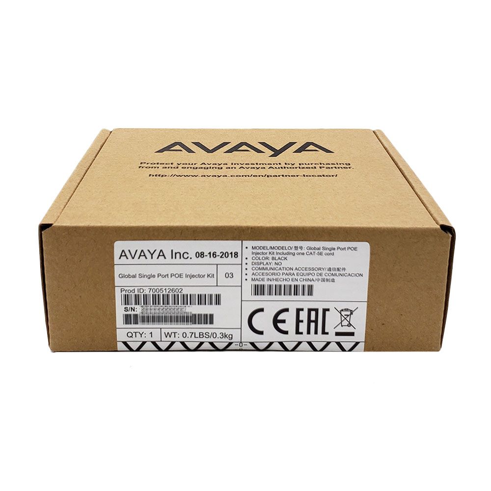 Avaya Global Single Port PoE Injector Kit GSPPOE (700512602)