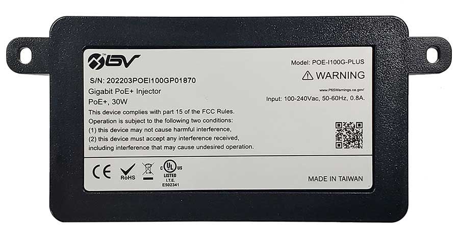 BV-Tech Compact Single Port PoE+ Injector (POE-I100G-PLUS)