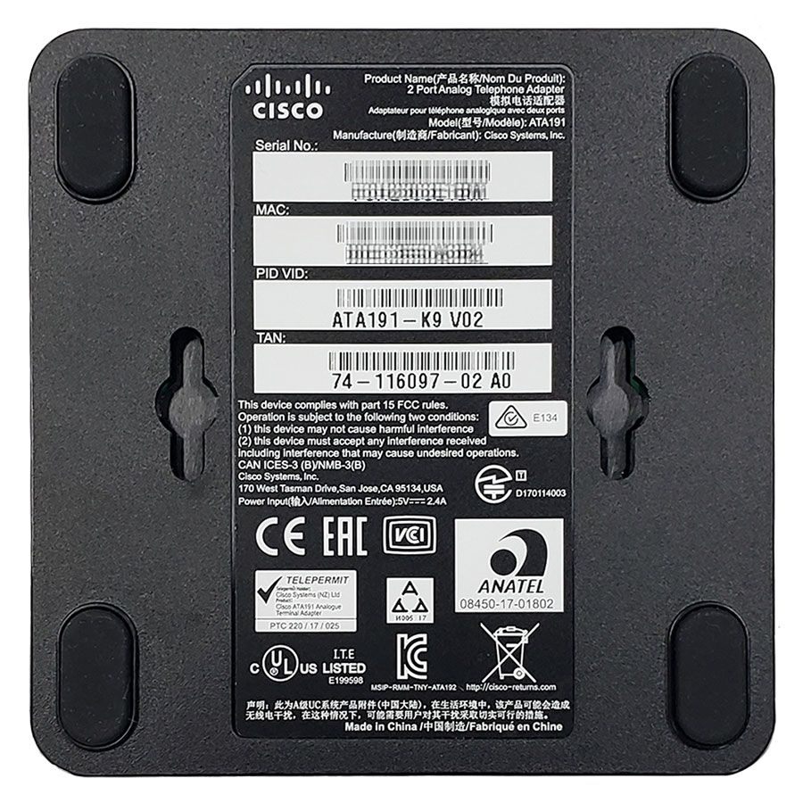 Cisco ATA191 Analog Telephone Adapter for Cisco Call Control (ATA191-K9)
