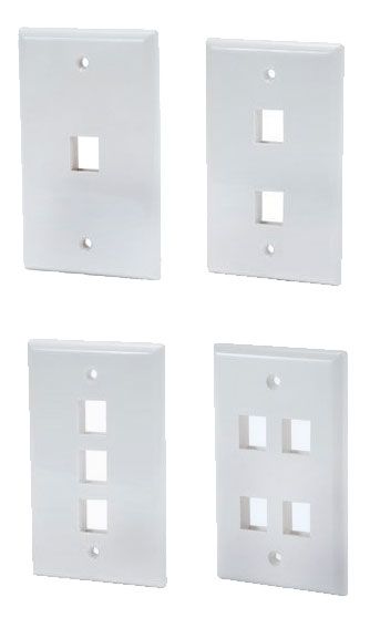 DynaCable Single Gang Wall Plates (1/2/3/4 Port) 10/pk.