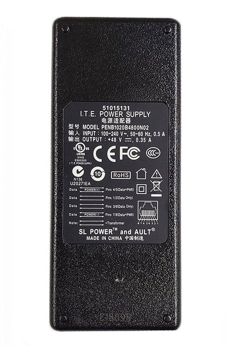 Mitel 48VDC Ethernet AC PoE Wall Adapter (51015131)