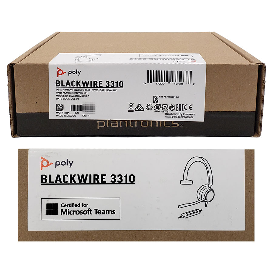 Plantronics Blackwire 3310-M USB-A Headset (212703-101, BW3310-M)