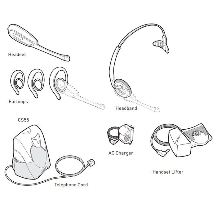 Plantronics CS55 Wireless Headset w/HL10 Lifter (69702-01)