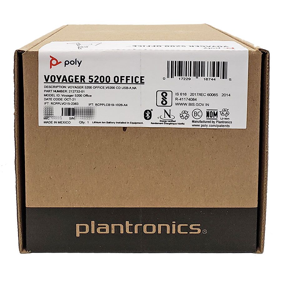Plantronics Voyager 5200 Office Wireless Headset, 2 Way Base, USB-A (212732-01)