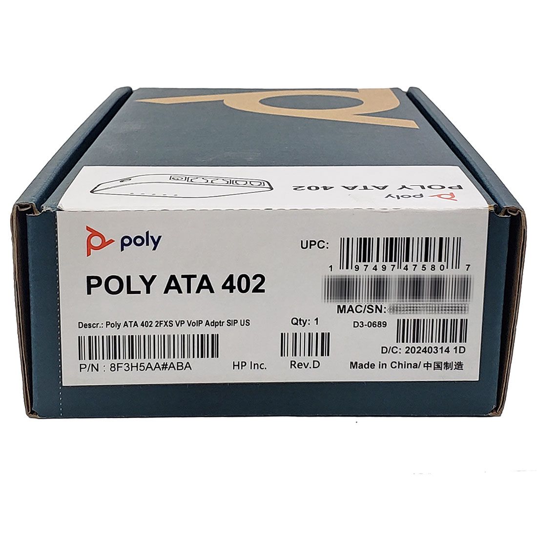 Poly ATA 402 2-FXS VoIP Adapter (8F3H5AA#ABA)