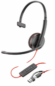 Poly Blackwire 3210 USB-C Headset w/USB-C to USB-A Adapter (8X214A6)