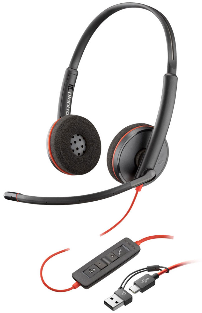 Poly Blackwire 3220 USB-C Headset w/USB-C to USB-Adapter (8X228A6)