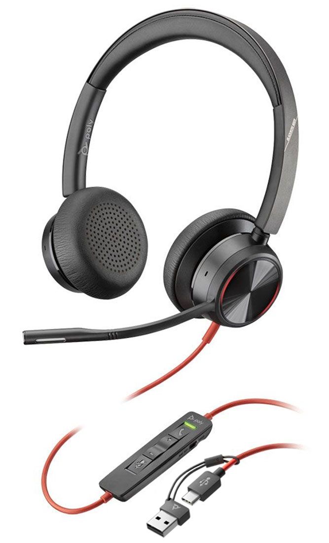 Poly Blackwire 8225 USB-C Headset w/USB-C to USB-A Adapter (8X223AA)