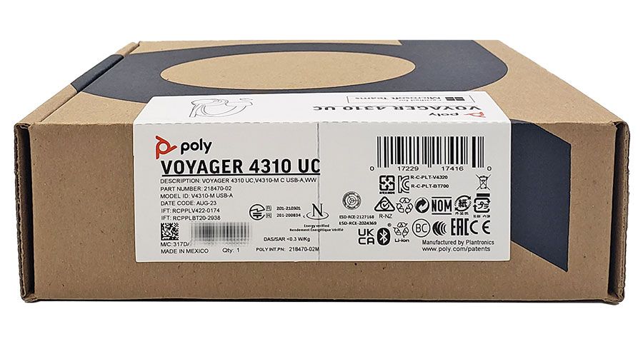 Poly Voyager 4310 UC Wireless Headset, Teams, USB-A (218470-02)