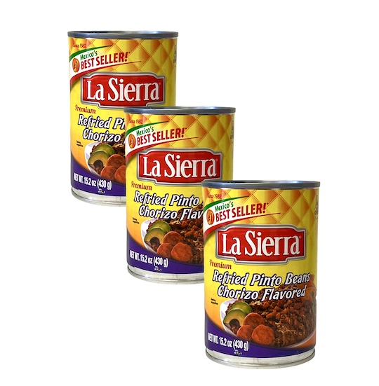 La Sierra Refried Pinto Beans Chorizo Flavored (Pack of 3)