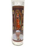 Our Lady of Guadalupe Candle with Pope Francis White Candle - (Pack of 6)