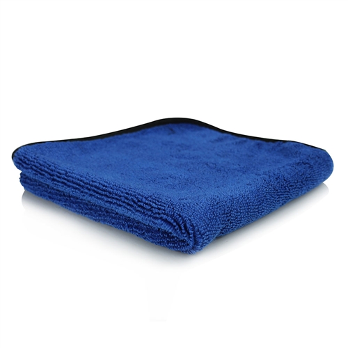 Blue or Golden Microfiber Towel with Black Silk Piping 16x16