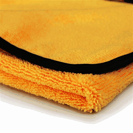 Blue or Golden Microfiber Towel with Black Silk Piping 16x16