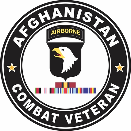 101st Airborne Division Afghanistan with GWOT Ribbons Combat Veteran Decal