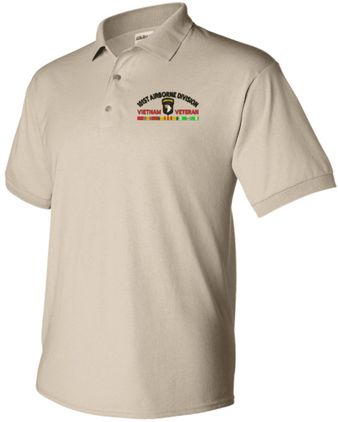 101st Airborne Div Vietnam Veteran Khaki 50/50 Polo Medium