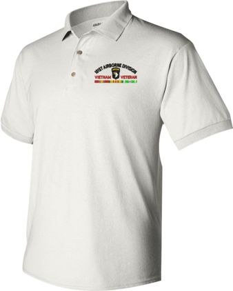 101st Airborne Div Vietnam Veteran White 50/50 Polo Medium