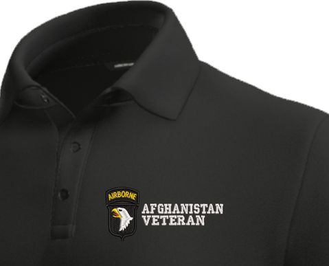 101st Airborne Division Afghanistan Veteran Moisture Wicking Polo