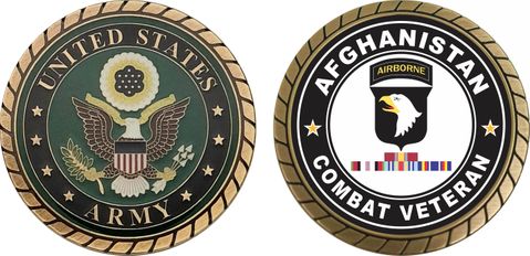 101st Airborne Division Afghanistan with GWOT Ribbons Combat Veteran Challenge Coin