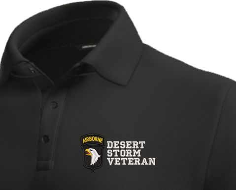 101st Airborne Division Desert Storm Veteran Moisture Wicking Polo