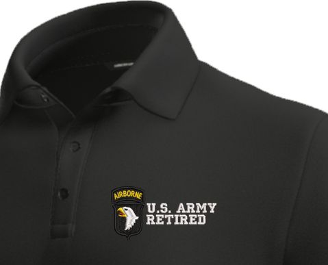 101st Airborne Division Retired Moisture Wicking Polo