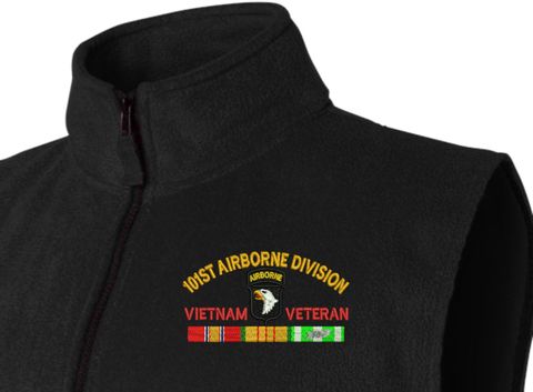 101st Airborne Division Vietnam Veteran with Ribbons Embroidered Fleece Vest
