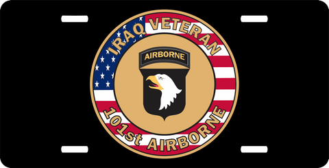 101st Airborne Iraq Veteran with USA Flag License Plate