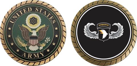 U.S. Army 101st Airborne Jump Wings Challenge Coin