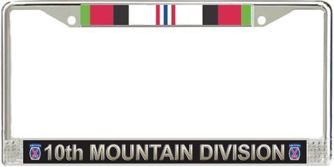 10th Infantry Mountain Division Afghanistan Veteran Service Ribbon License Plate Frame