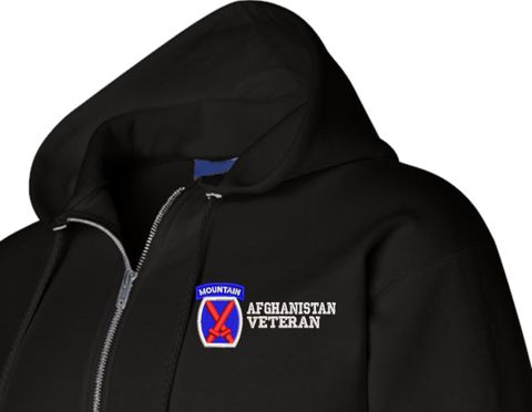 10th Mountain Division Afghanistan Veteran Zippered Hoodie