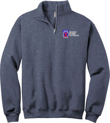 10th Mountain Division Desert Storm Veteran Embroidered Heather Navy Quarter-Zip Pullover Large