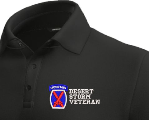 10th Mountain Division Desert Storm Veteran Moisture Wicking Polo