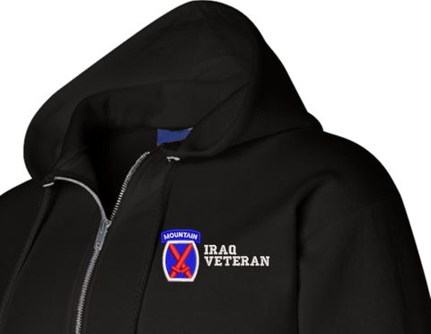 10th Mountain Division Iraq Veteran Zippered Hoodie