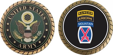 U.S. Army 10th Mountain Division Ranger Airborne Challenge Coin