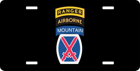 10th Mountain Division Ranger Airborne  License Plate