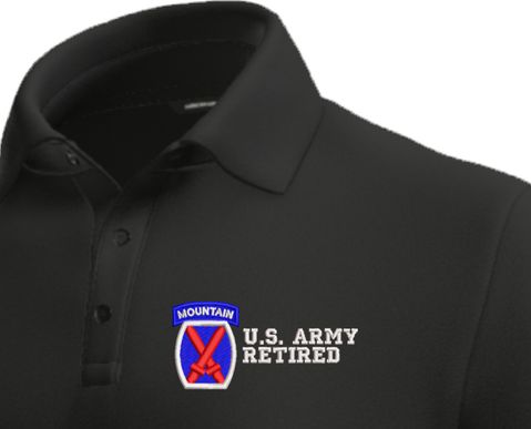10th Mountain Division Retired Moisture Wicking Polo