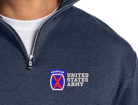 10th Mountain Division United States Army Embroidered Quarter-Zip Pullover