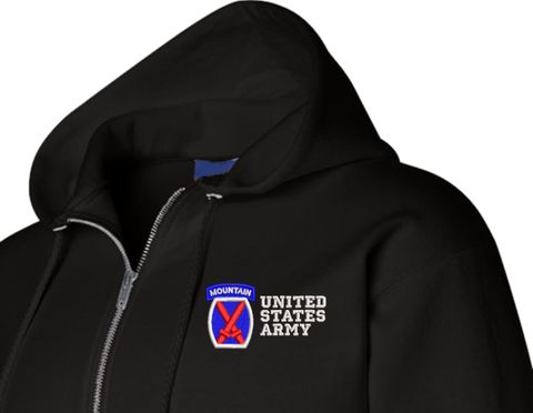 10th Mountain Division United States Army Zippered Hoodie