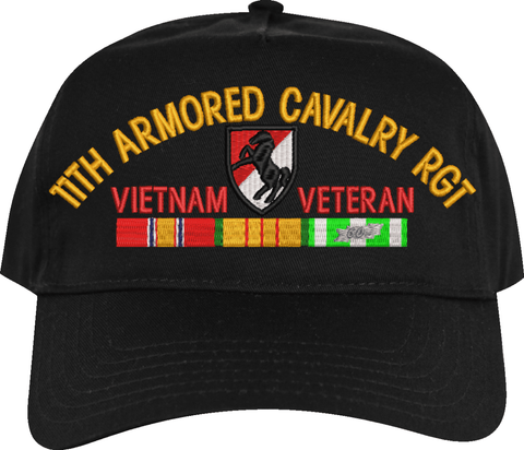 11th Armored Cavalry Regiment Vietnam Veteran Embroidered Cap with Ribbons