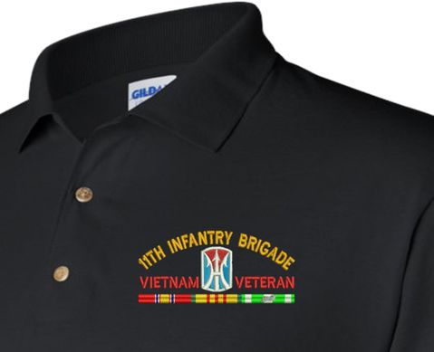 11th Infantry Brigade Vietnam Veteran with Ribbons Embroidered Polo
