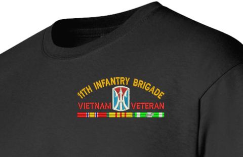 11th Infantry Brigade Vietnam Veteran with Ribbons Embroidered T-Shirt