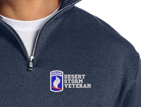 173rd Airborne Brigade Desert Storm Veteran Embroidered Quarter-Zip Pullover