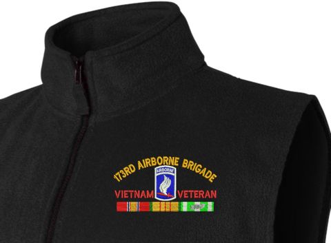 173rd Airborne Brigade Vietnam Veteran with Ribbons Embroidered Fleece Vest