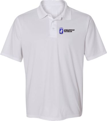 173rd Airborne Division Afghanistan Veteran White Moisture Wicking Polo X-Large
