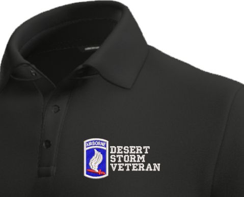 173rd Airborne Brigade Desert Storm Veteran Moisture Wicking Polo