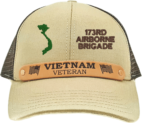 173rd Airborne Vietnam Veteran Leather strap mesh back Cap