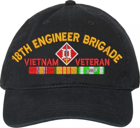 18th Engineer Brigade Vietnam Veteran with Ribbons Unstructured Dad Cap