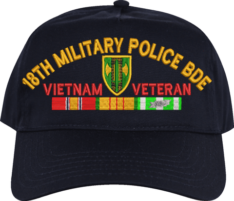 18th Military Police Brigade Vietnam Veteran Navy Blue High-Profile Cap (Made in the USA)