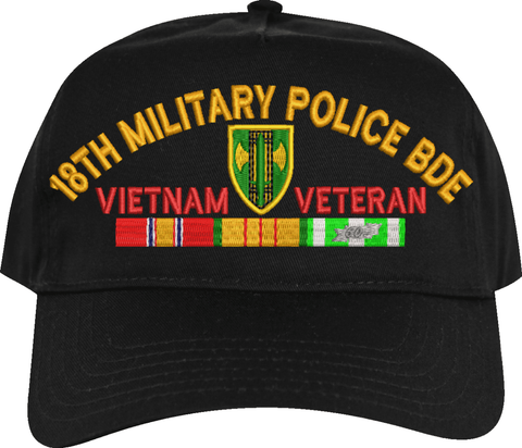 18th Military Police Brigade Vietnam Veteran Embroidered Cap with Ribbons